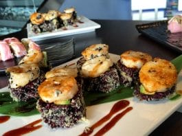 I made this Black Widow roll, too. Wild rice, fresh water eel, cucumber, avocado, scallop. We’ll tell you how you can learn to roll sushi at Shakou Libertyville on WGN Morning News.