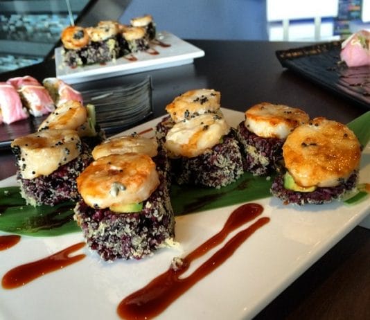 I made this Black Widow roll, too. Wild rice, fresh water eel, cucumber, avocado, scallop. We’ll tell you how you can learn to roll sushi at Shakou Libertyville on WGN Morning News.