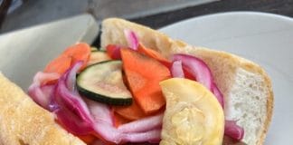 #TasteOfChicago2014: Brat from Brasserie by LM. They’re one of the pop up restaurants at this year’s Taste.