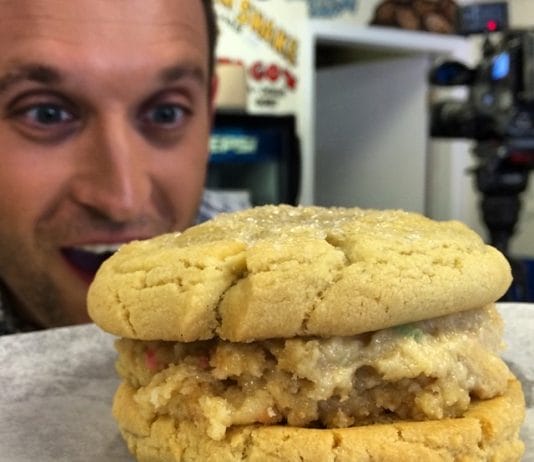 Cookie Dough Creations: Cake Batter Cookie Dough Sandwich!