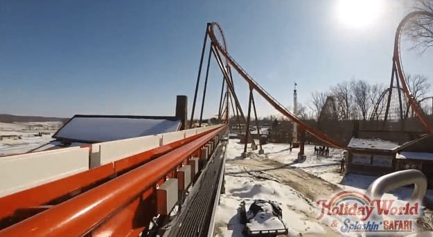 Watch the first test launch of the new wing coaster THUNDERBIRD at Holiday World