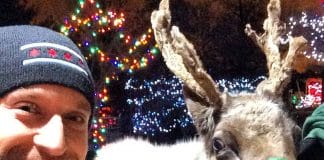 With Bunny the Reindeer at Brookfield Zoo. Holiday Magic runs through December.