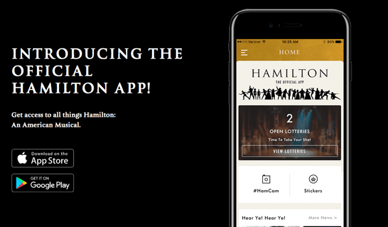 New “Hamilton” app lets you enter lottery for $10 tickets