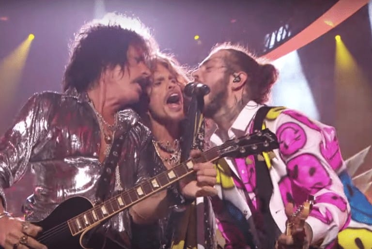 Post Malone and Aerosmith perform together at the MTV VMAs