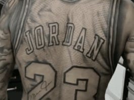 Fan gets Michael Jordan jersey tattoo on his back!