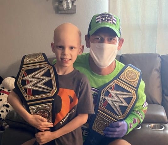 John Cena visits home of 7 year-old battling life threatening illness John Cena visits boy battling terminal illness