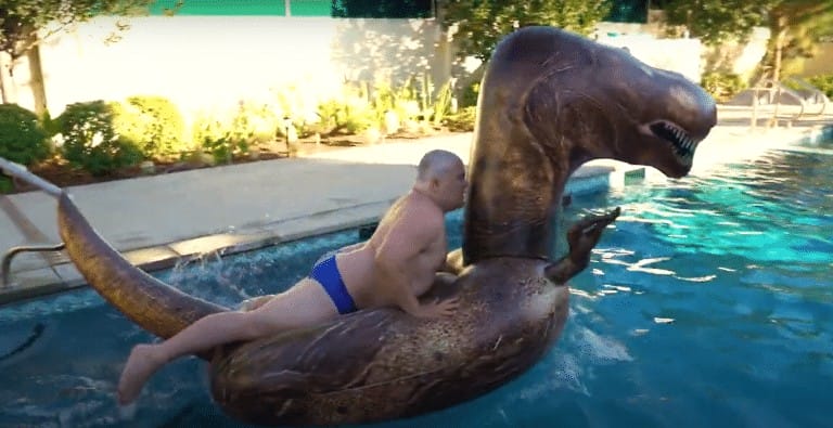 Here is some video of Jack Black trying to jump onto a pool raft Here is some video of Jack Black trying to jump onto a pool raft