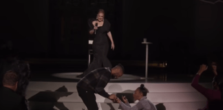 Adele helps a fan propose during her “One Night Only” special