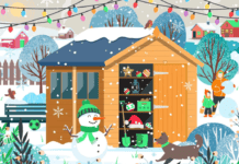Can you spot the gnome hiding in this winter scene? Can you spot the gnome in this image?