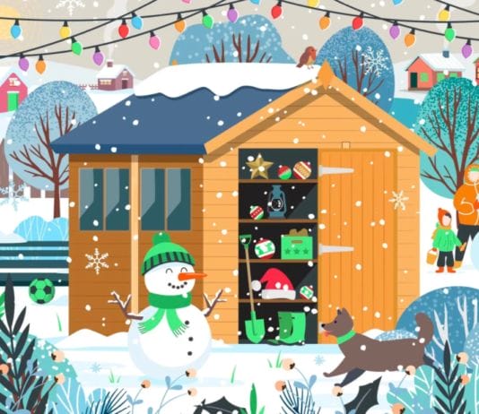 Can you spot the gnome hiding in this winter scene? Can you spot the gnome in this image?