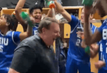 Watch Eastern Illinois celebrate their upset win over Iowa
